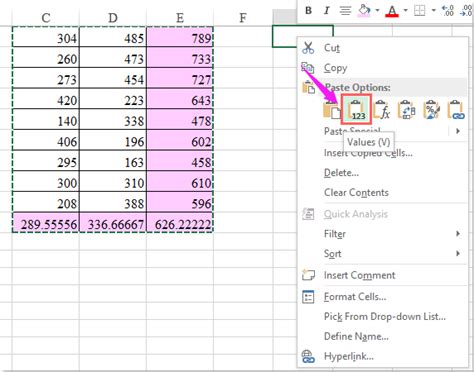 copy values not formulas excel